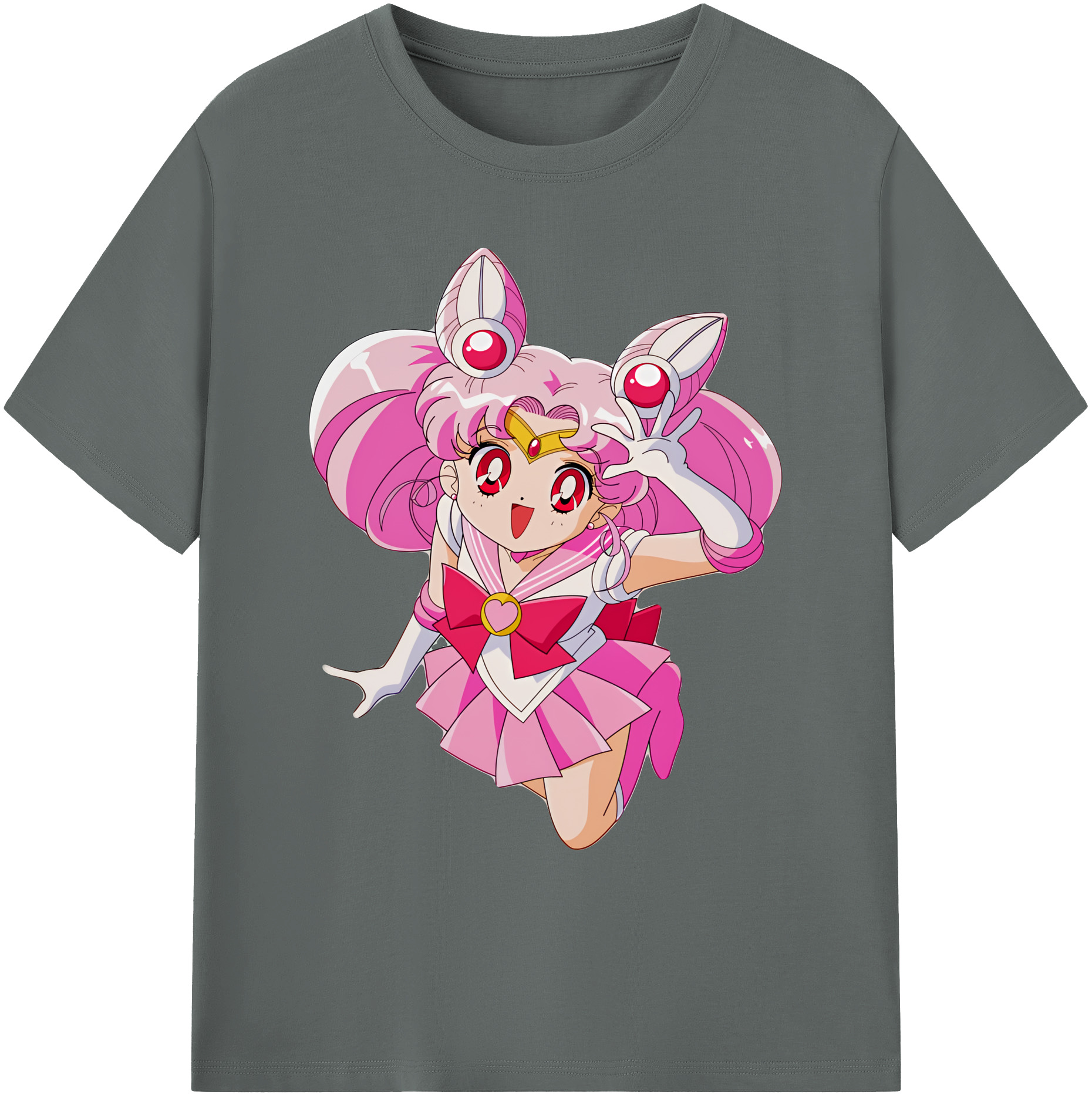 （画像用） 美少女戦士セーラームーン ちびうさ Sailor Moon Chibiusa Tsukino Usagi Small Lady Serenity 綿100％ メンズ半袖Tシャツ｜肌触りやわらか＆通気性